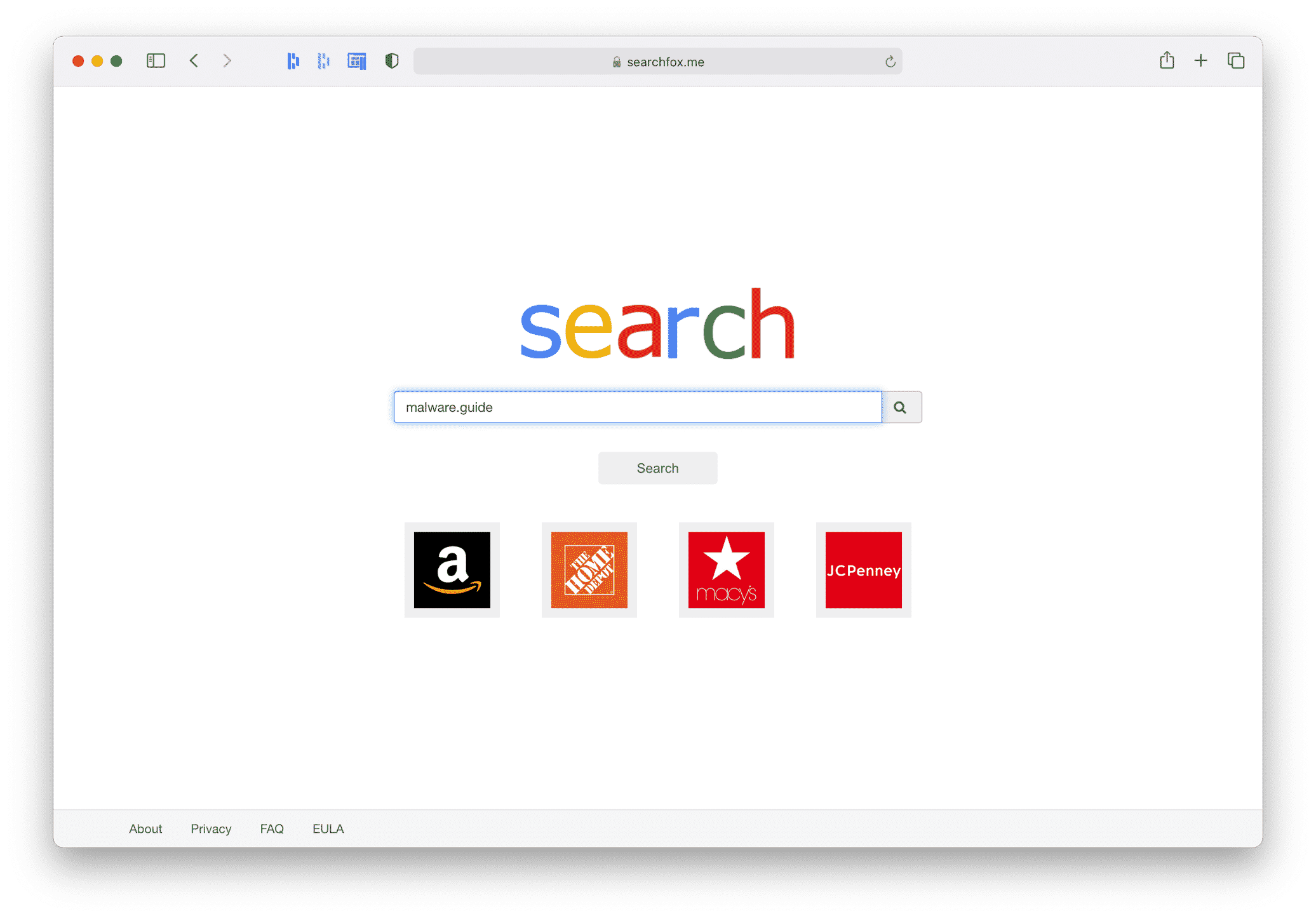 Searchfox.me browser hijacker mac
