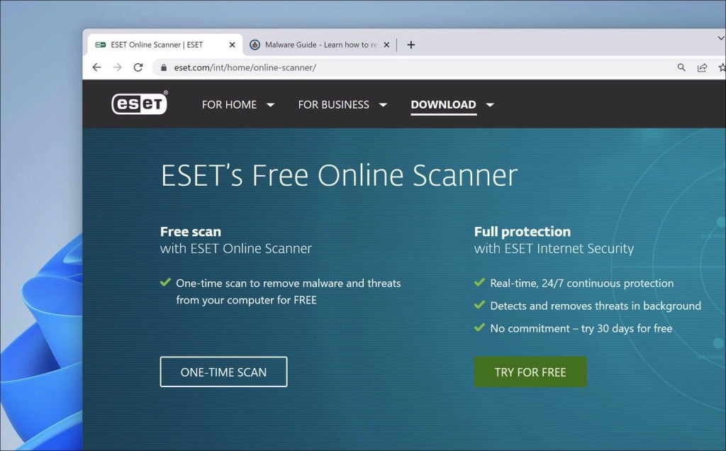 ESET 온라인 scanNER
