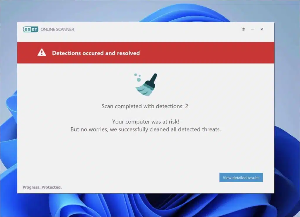 ESET Online scanner - detections occured and resolved