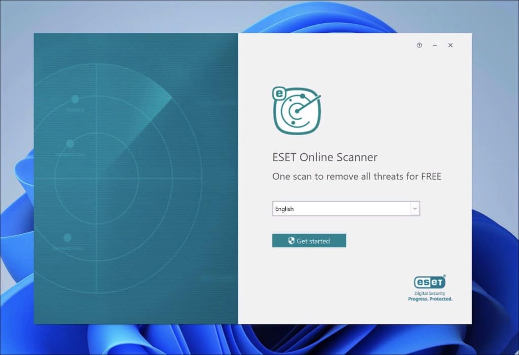 ESET 온라인 scanner - 언어