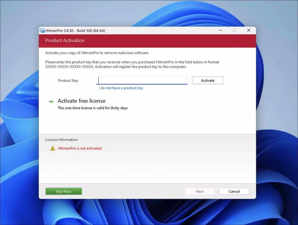 Hitmanpro - activate free license