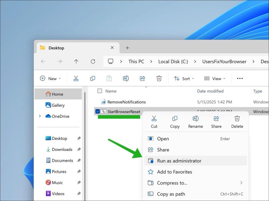 run as admin to remove notifications