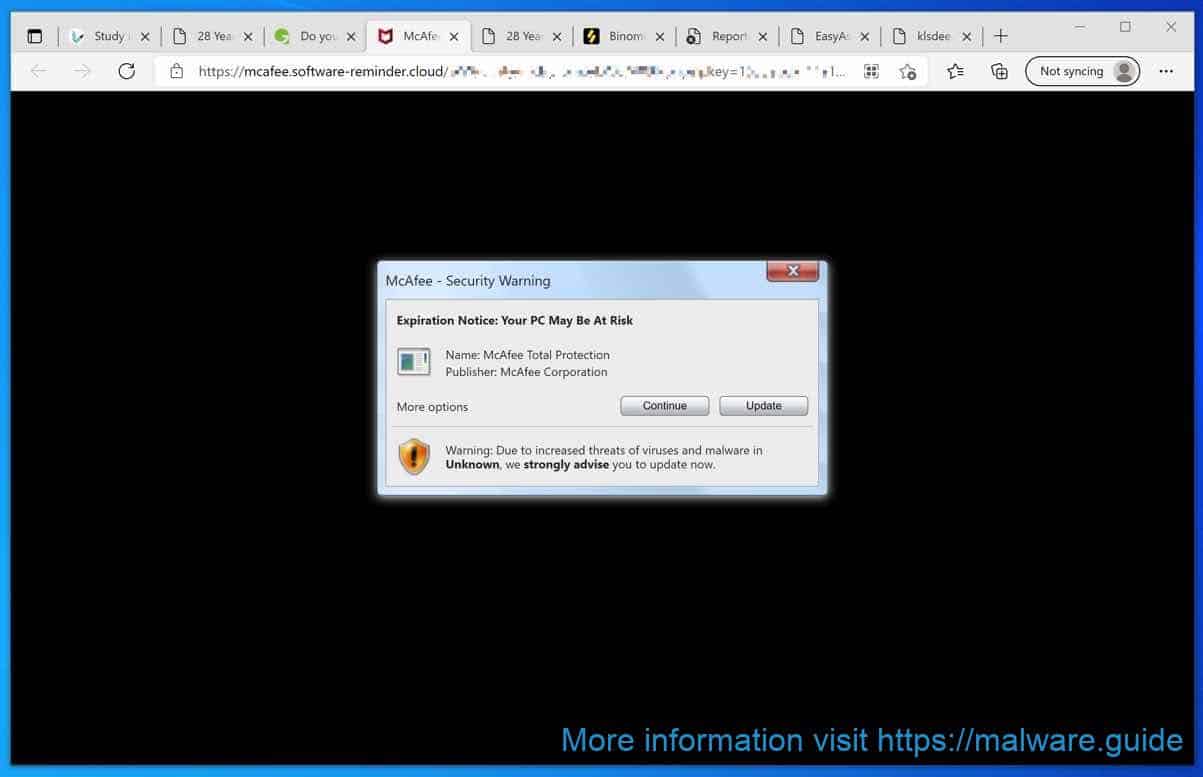 Remove Mcafee.software-reminder.cloud virus 1
