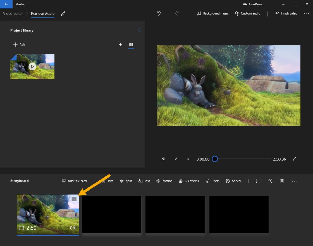drag and drop video from project library to storyboard