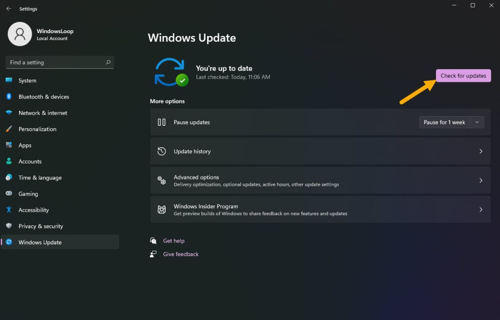 check for updates in windows 11