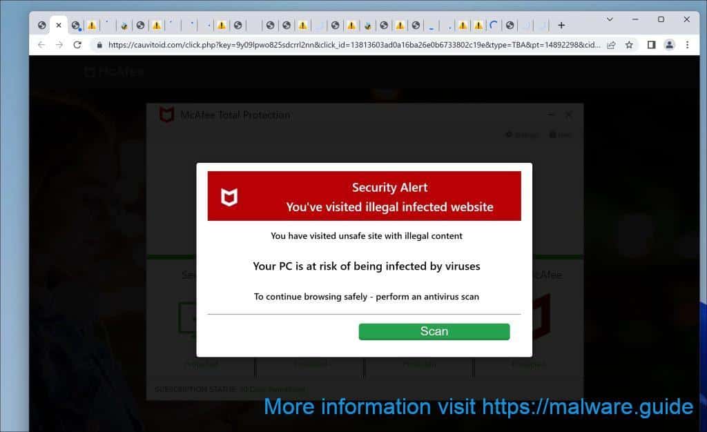 You've visited illegal infected website