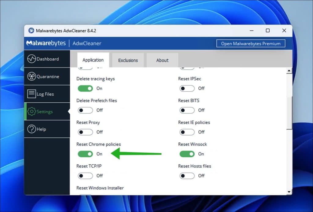 Adwcleaner reset policies